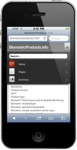 Biometric Products info is mobile friendly